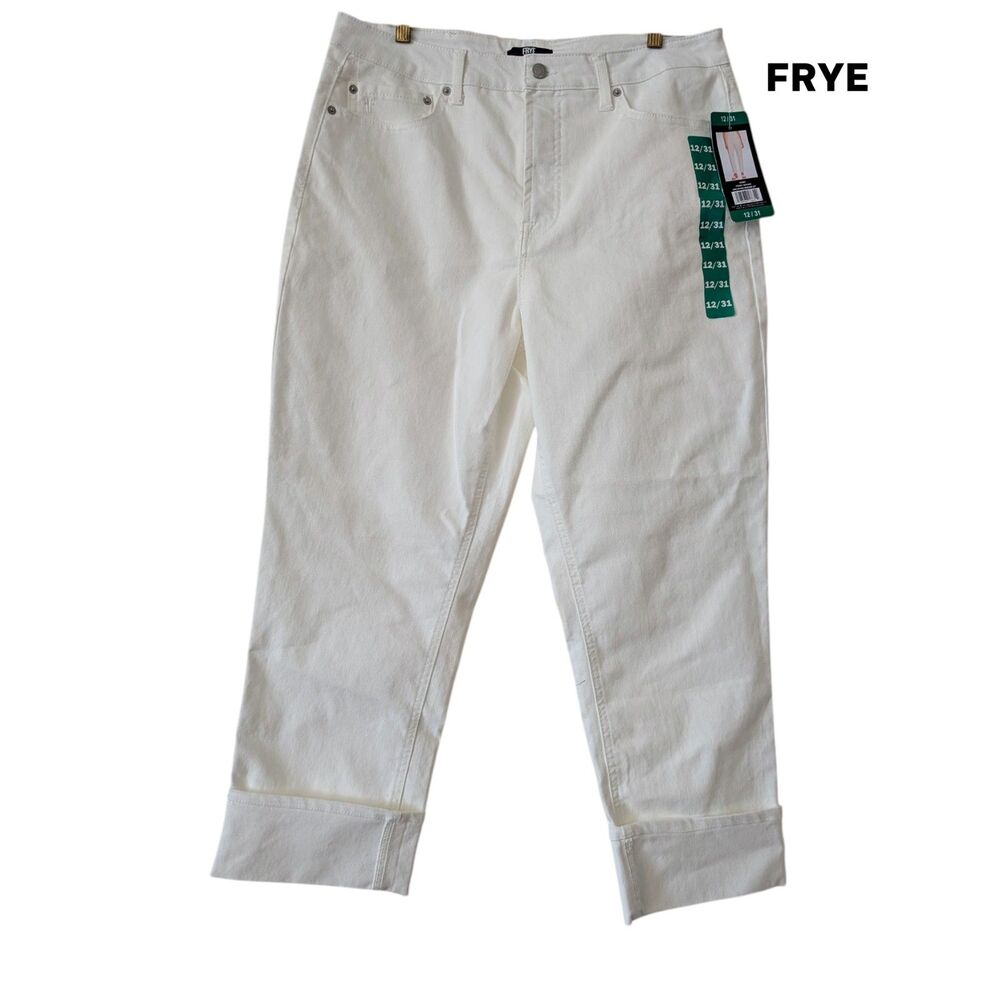 Frye Ivory High Rise Cuffed Crop Jeans Womens 12/31 Stretch Denim NWT